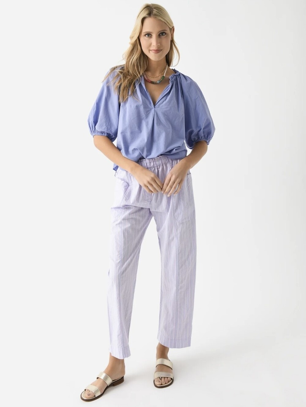 XiRENA Jake Blue and White Striped Cotton Lounge Pants XS